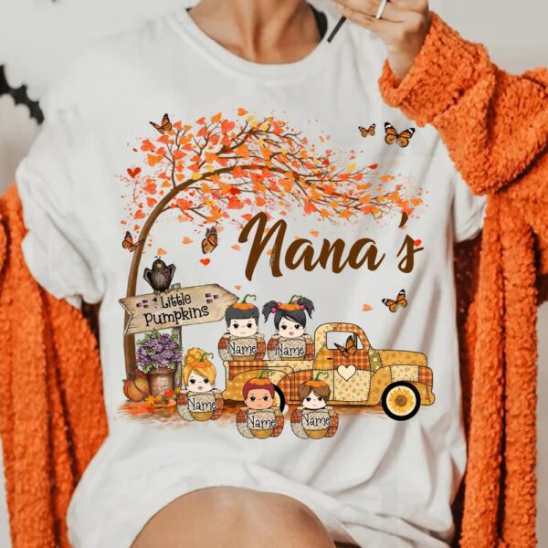 nanas little pumpkins personalized fall truck shirt for women 1.jpg