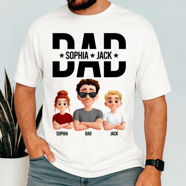 personalized dad t shirt custom kids names family cartoon tee gift 1.jpg