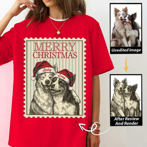 personalized merry christmas dog lovers tshirt custom pet portrait gift 1.jpg