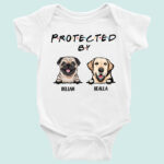 personalized protected by puppies baby bodysuit cute dog onesie 1.jpg