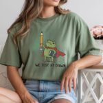 Funny Teacher Frog T Shirt We Test At Dawn Exam Humor Tee Classroom Joke Shirt.jpg