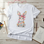 Easter Bunny Pink Bow T Shirt.png