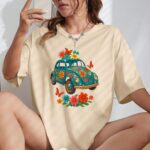 Women s Turquoise Floral Graphic T Shirt Vibrant Botanical Print Tee Soft Cotton Nature Inspired Flower Shirt for Her.jpg
