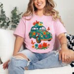 Women s Turquoise Floral Graphic T Shirt Vibrant Botanical Print Tee Soft Cotton Nature Inspired Flower Shirt for Her.jpg