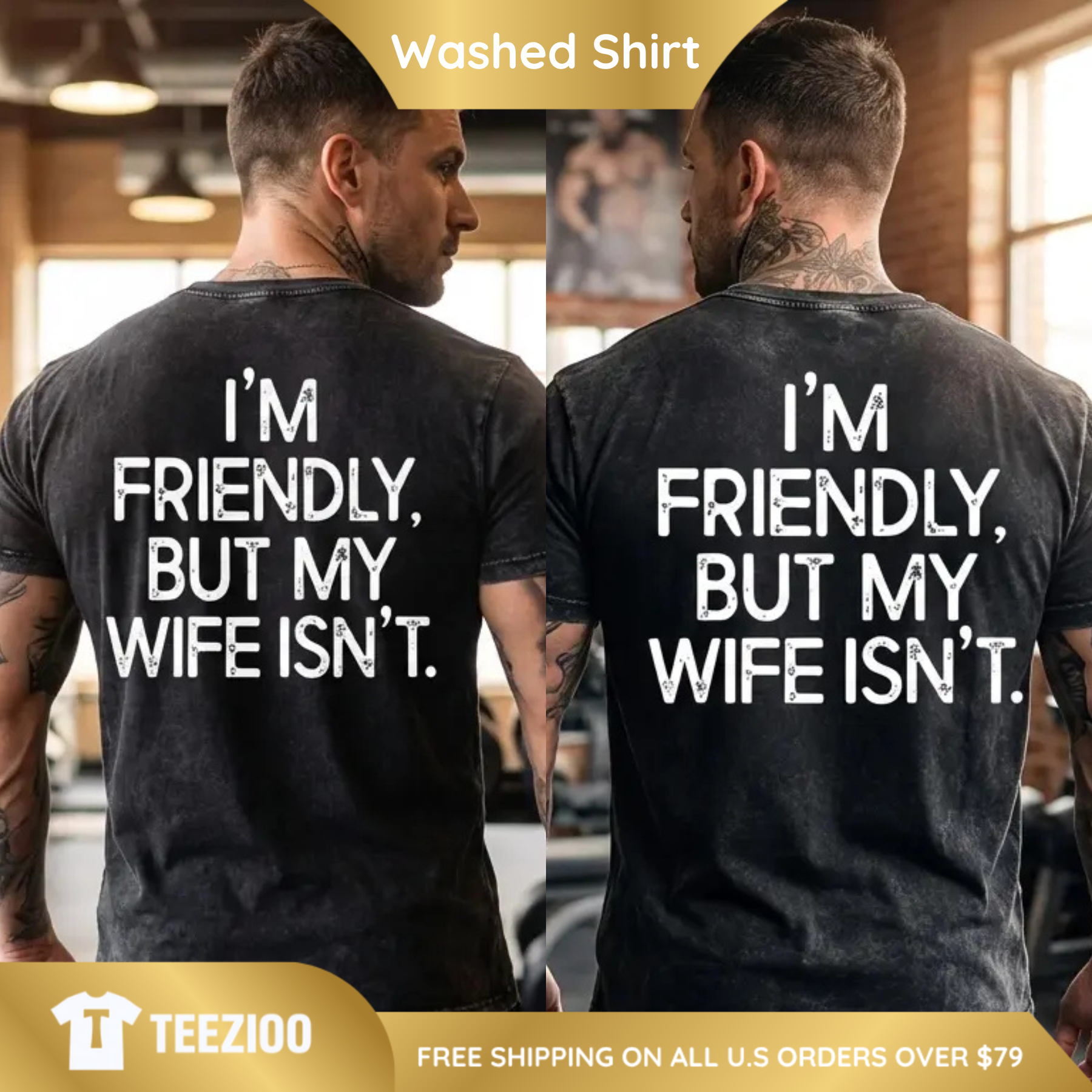 I m Friendly But My Wife Isn t Oversized Tee.png