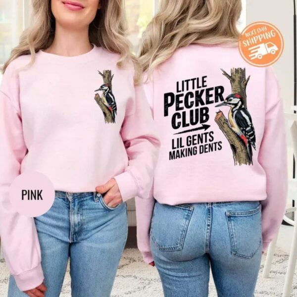 Little Pecker Club Sweatshirt Lil Gents Making Dents Crewneck Funny Boy Mom Pullover Retro Woodpecker Graphic Jumper.jpg
