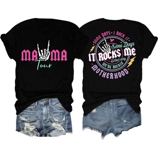 Mama Tour It Rocks Me T Shirt Retro Music Mom Graphic Tee Unisex Cotton Shirt.jpg
