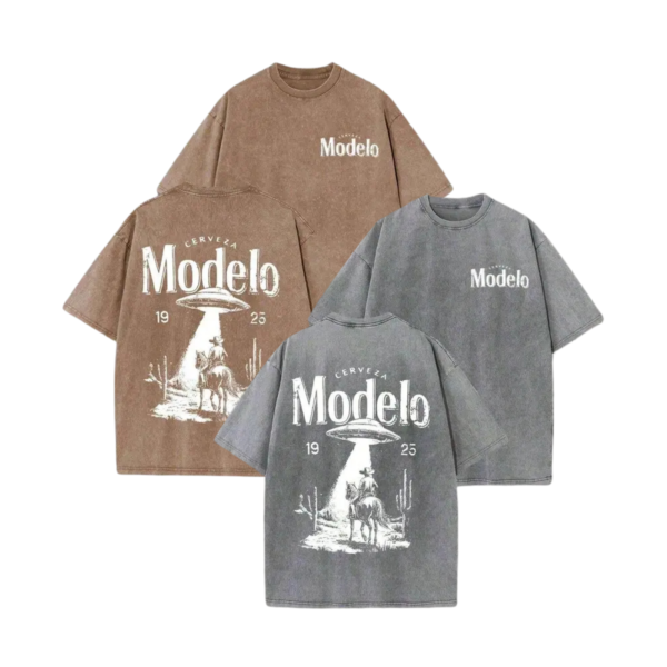Modelo Out Of This World Western Tee Retro UFO Cowboy Graphic Shirt.png
