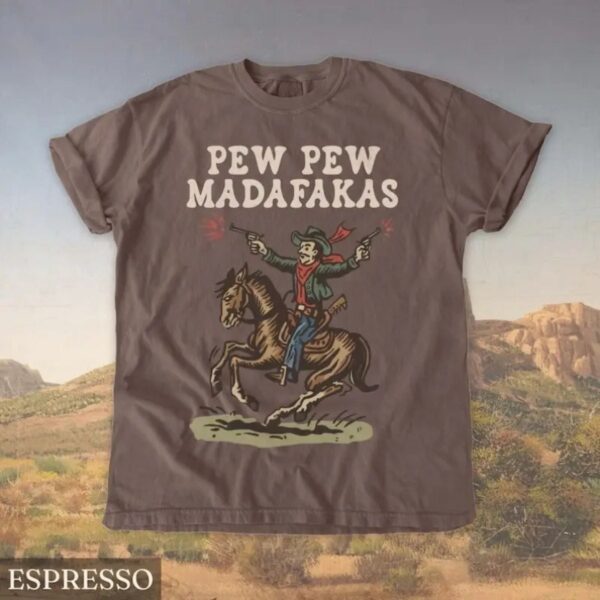 Retro Cowboy Graphic T Shirt Funny Western Pew Pew Tee Vintage Rodeo Aesthetic Shirt.jpg