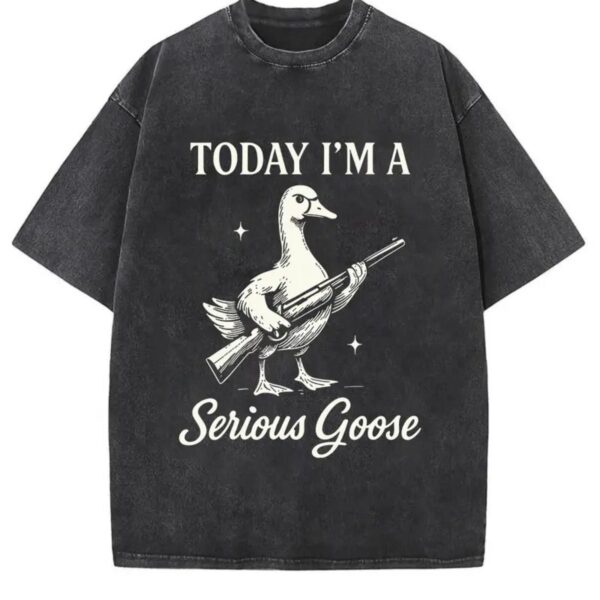 Serious Goose Graphic T Shirt Quirky Animal Art Funny Slogan Tee Premium Washed Cotton Standout Casual Wear for Men Women.jpg