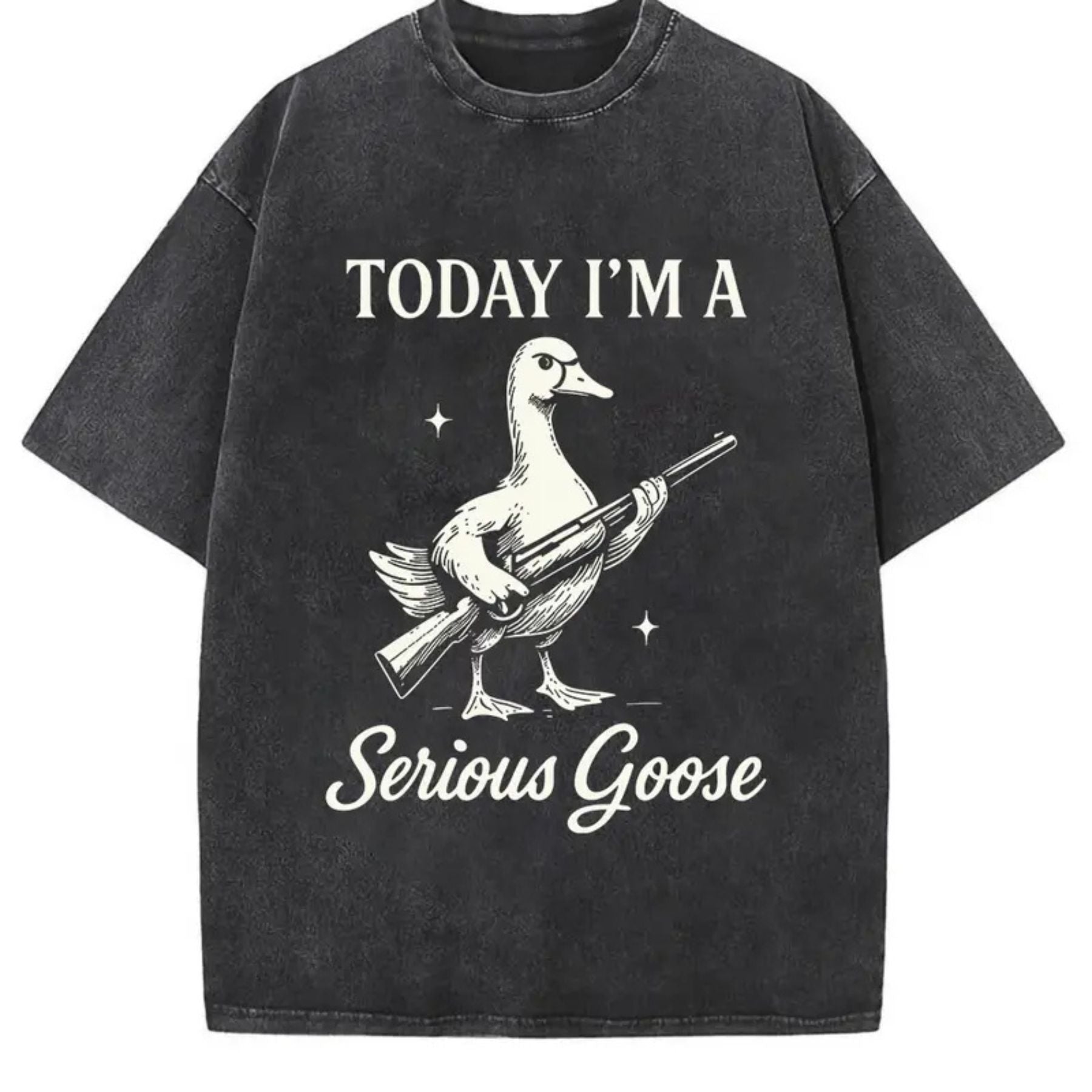 Serious Goose Graphic T Shirt Quirky Animal Art Funny Slogan Tee Premium Washed Cotton Standout Casual Wear for Men Women.jpg