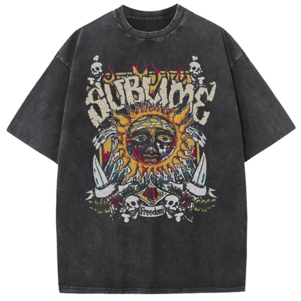 Sun Pattern Acid Washed T Shirt Oversized Unisex Vintage Graphic Tee.jpg