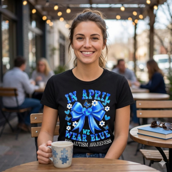 Sweet Coquette Bow Autism Awareness Tee In April We Wear Blue Aesthetic Shirt.png