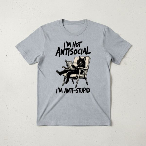 Anti Stupid Cat Graphic T Shirt