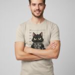 Funny Black Cat Mugshot T Shirt 1