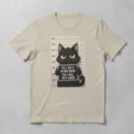 Funny Black Cat Mugshot T Shirt 1