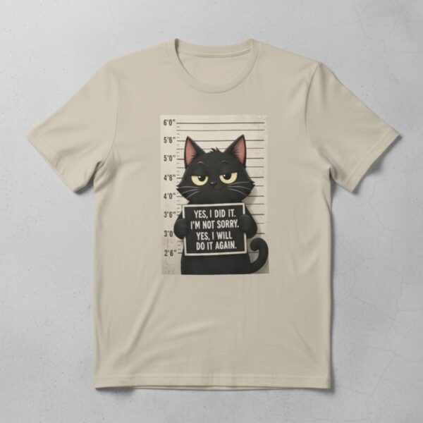 Funny Black Cat Mugshot T Shirt
